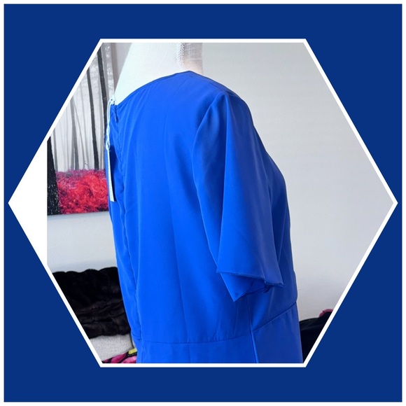 Elegant Blue Short Sleeve Dress-size 14 - Picture 13 of 14